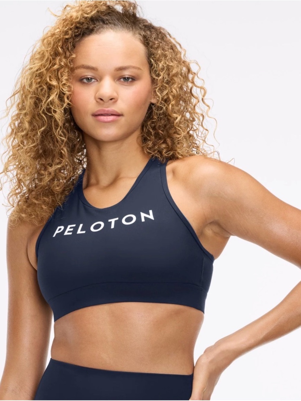 Peloton Navy High-Neck Logo Sports Bra